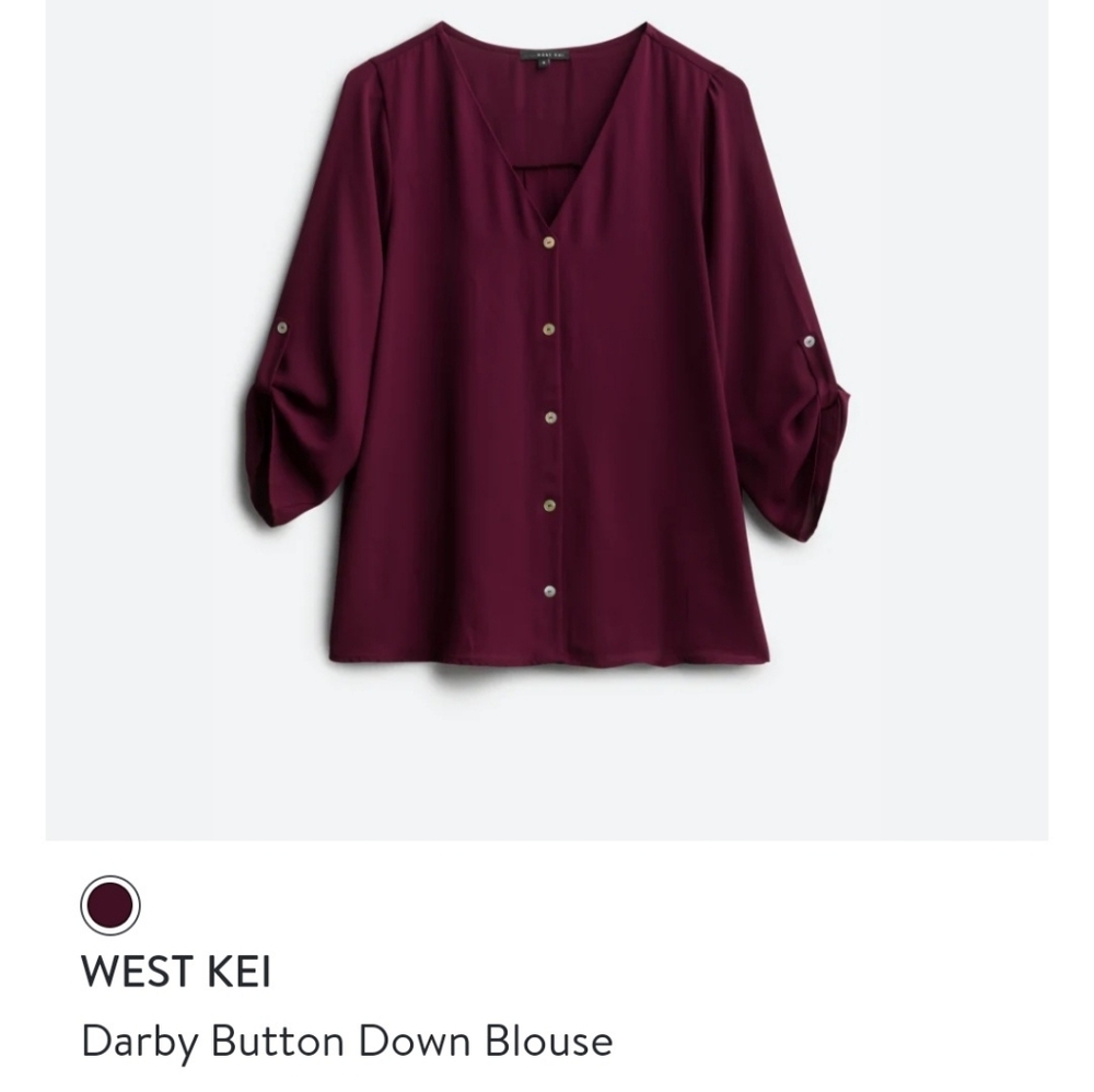 Stitch Fix: West Kei Darby Button Down Blouse - Red